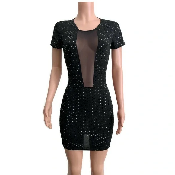 black mini dress with gold studs ASOS Design - Mini Dress - Women - Polyester/Elastane - 4 US